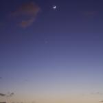 Venus i la lluna a la posta de sol