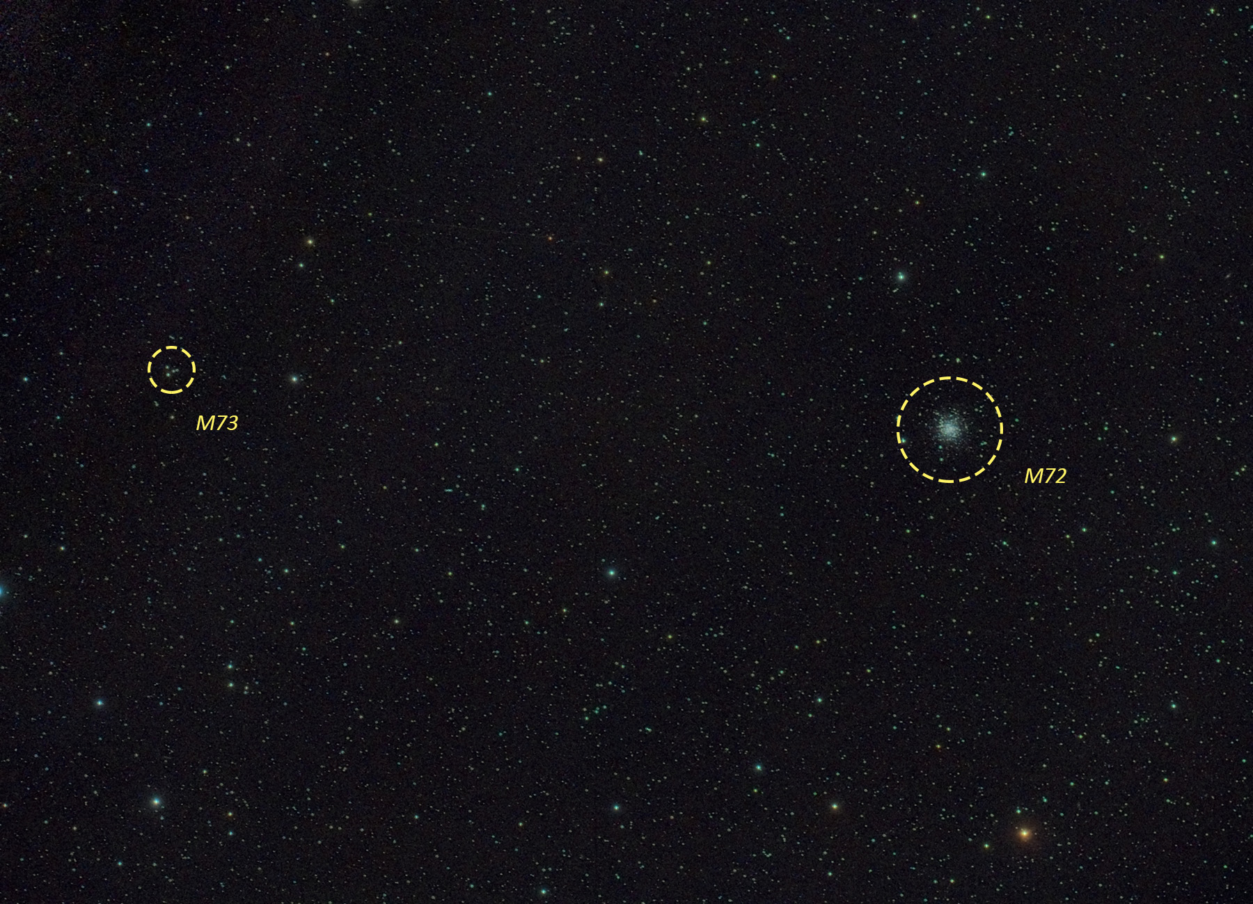 Cúmul M 72 i asterisme M 73 amb noms