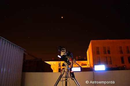 Observant l'eclipsi amb tot l'equip