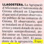 Llagostera tendrá observatorio astronómico.