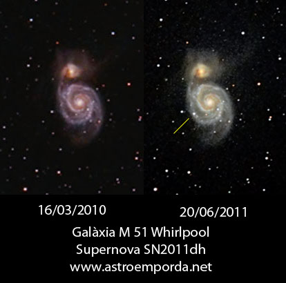 M51 abans i després de la supernova